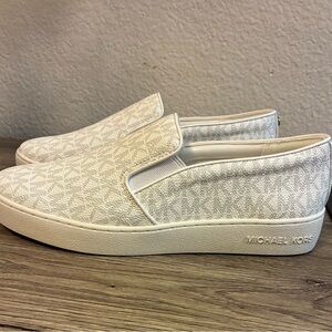 Michael Kors Cream Patterned Slip-On Shoes